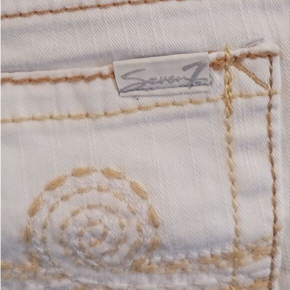 Seven7 Roll up Shorts Ivory with Gold Stitching Sz 27 Jeans - Picture 10 of 12